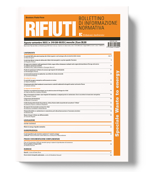 Speciale Waste to energy – Rifiuti n. 319 agosto-settembre 2023